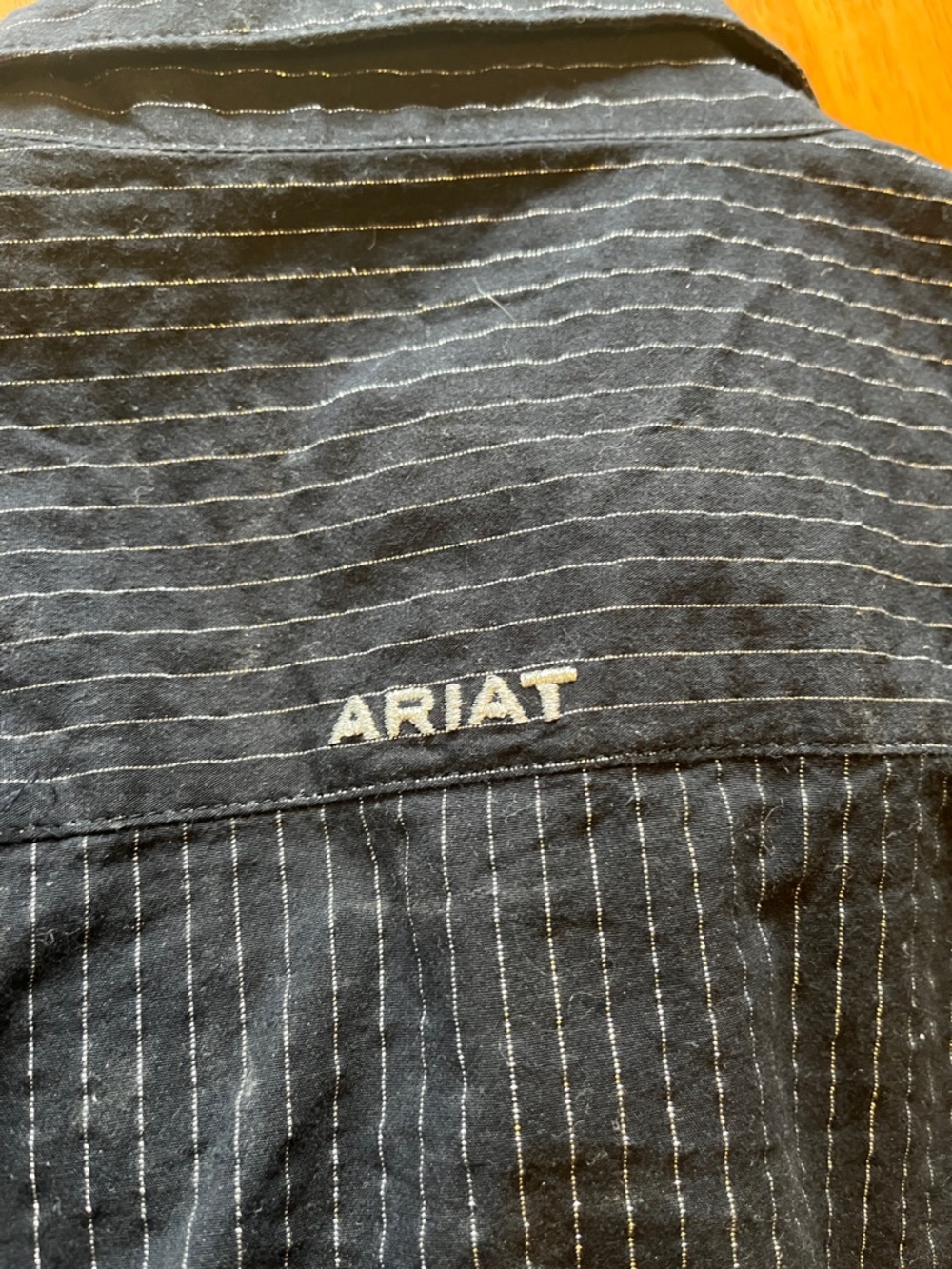 Ariat Womens Dark Navy Glitter Pinstripe Long-Sleeve Button-Down Shirt - Picture 5 of 5